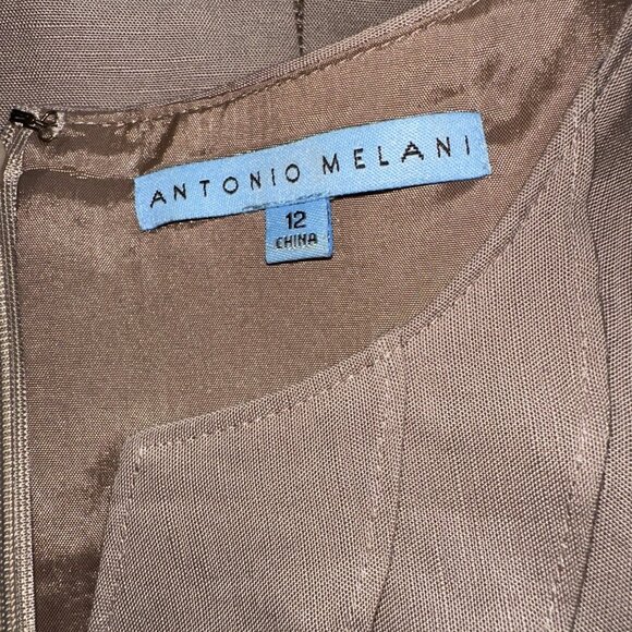 Antonio Melani Womens Sleeveless Ruffle Front Dress Size 12 Beige - Picture 5 of 8